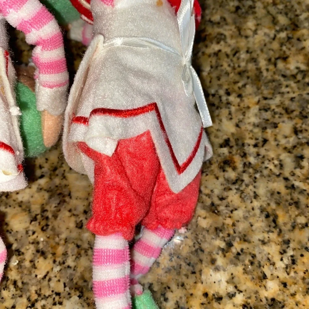 2 Vintage 11” Christmas Knee Hugger Posable Rubber Face Baking Festive Elfves